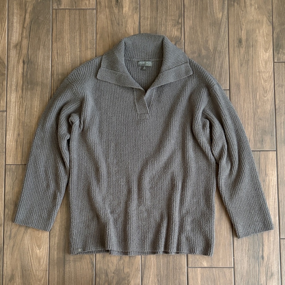 Barefoot Dreams Women's Collared Sweater in Olive Green